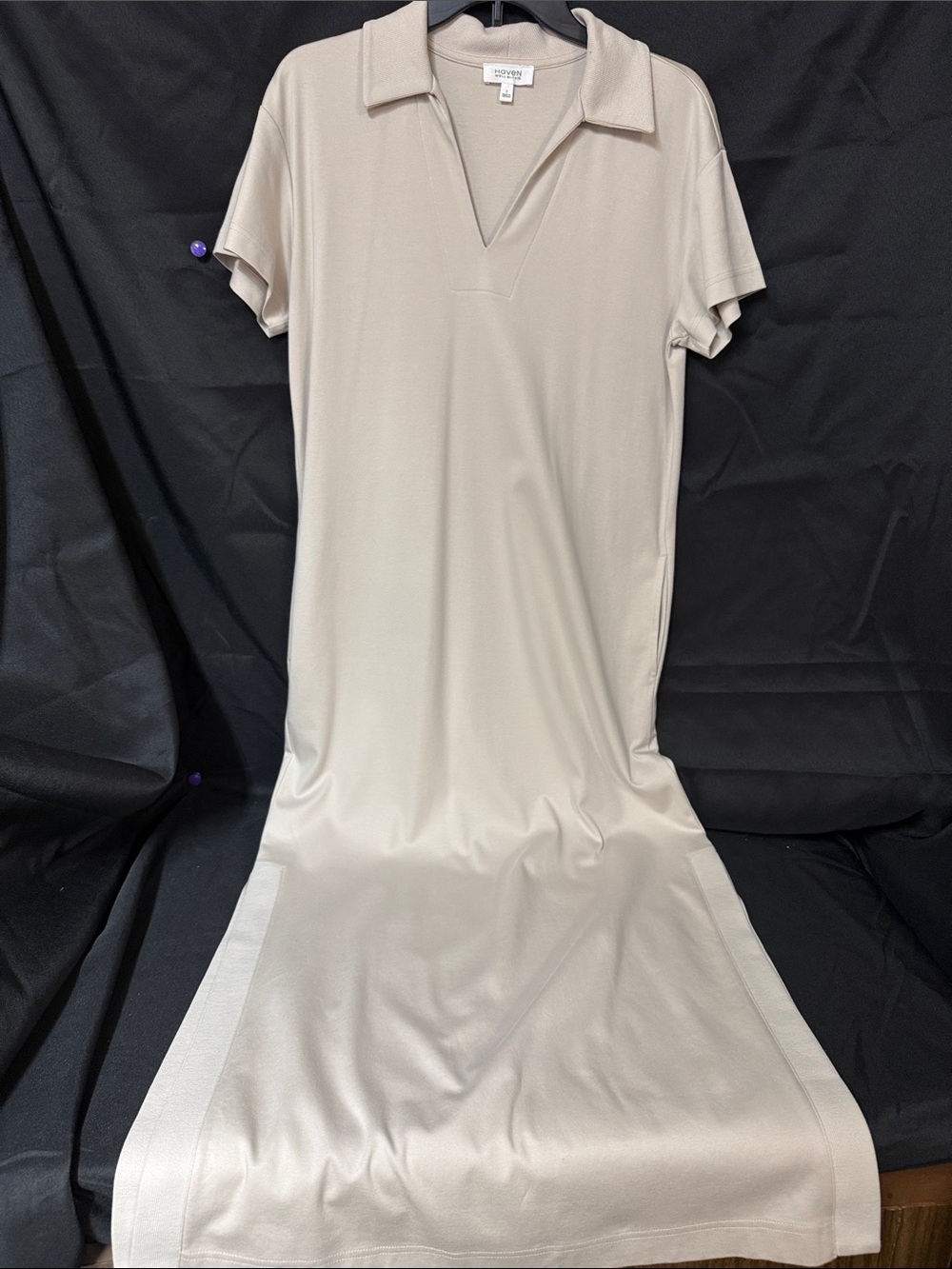 Haven Well Within Sand Short-Sleeve Maxi Polo Dress with Pockets